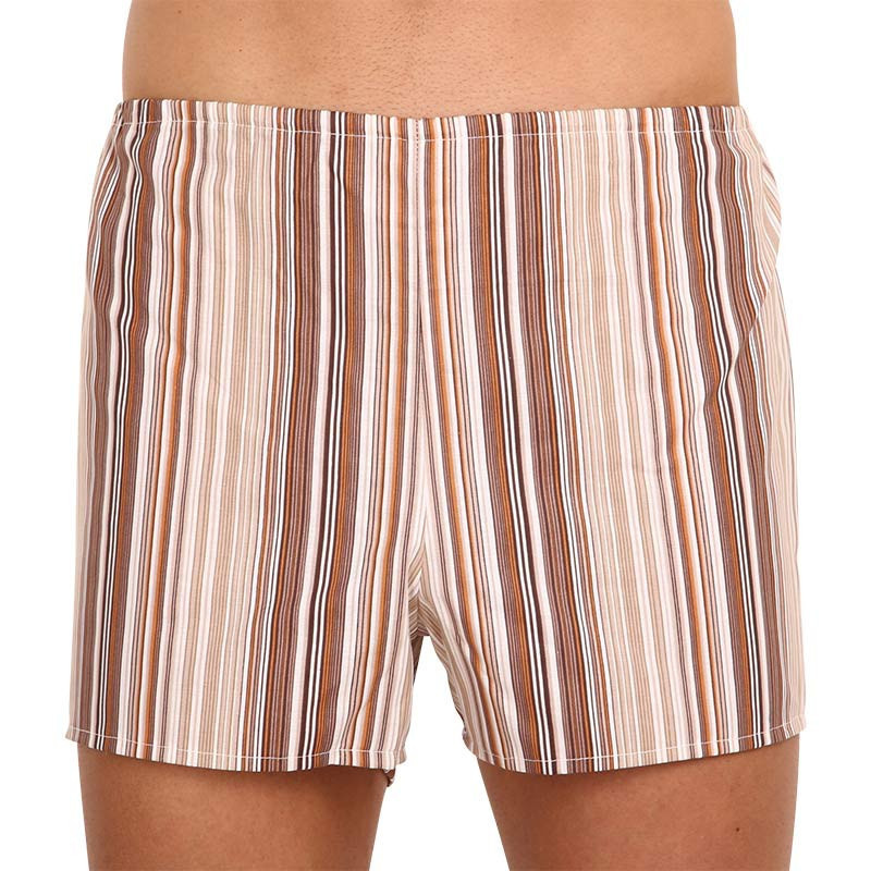 Klasické pánské trenky Foltýn hnědé s proužky extra nadrozměr (KN77) 9XL, trenýrky