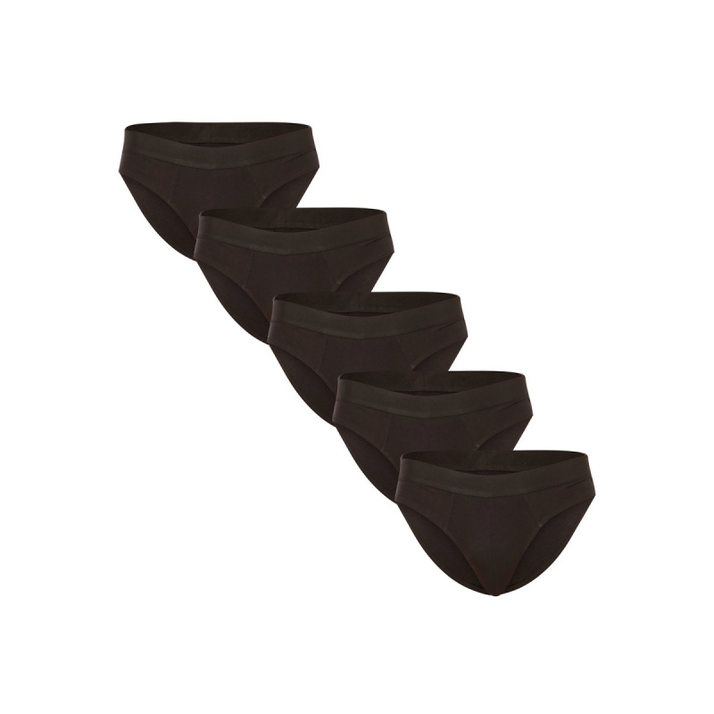 5PACK pánské slipy Nedeto černé (5NDTS001) M