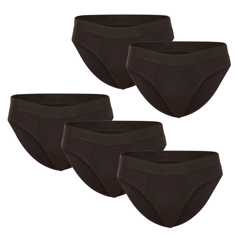 5PACK pánské slipy Nedeto černé (5NDTS001) M