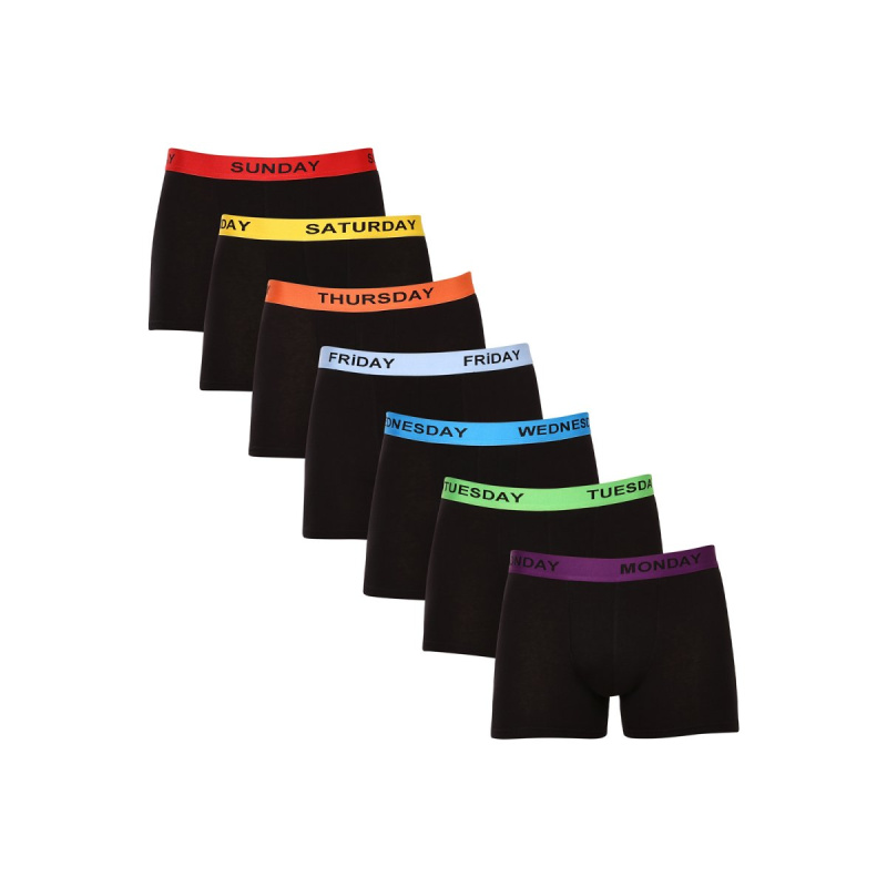 7PACK pánské boxerky Nedeto černé (7NDTB001-week) XXL, trenky / trenýrky