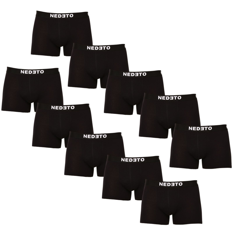 10PACK pánské boxerky Nedeto černé (10NDTB001-brand) XL, trenky / trenýrky