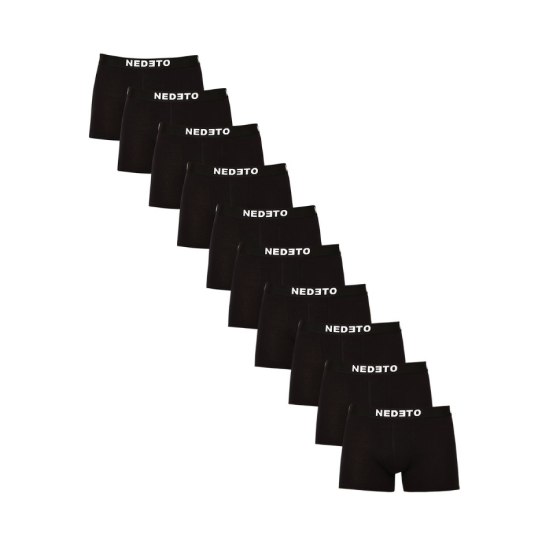 10PACK pánské boxerky Nedeto černé (10NDTB001-brand) M, trenky / trenýrky