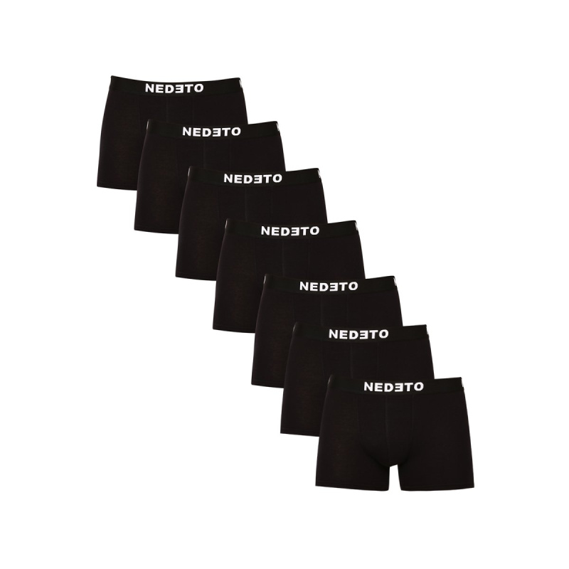 7PACK pánské boxerky Nedeto černé (7NDTB001-brand) XXL, trenky / trenýrky