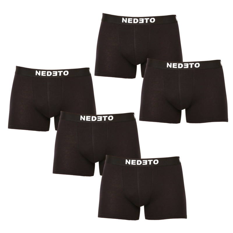 5PACK pánské boxerky Nedeto černé (5NDTB001-brand) XXL, trenky / trenýrky