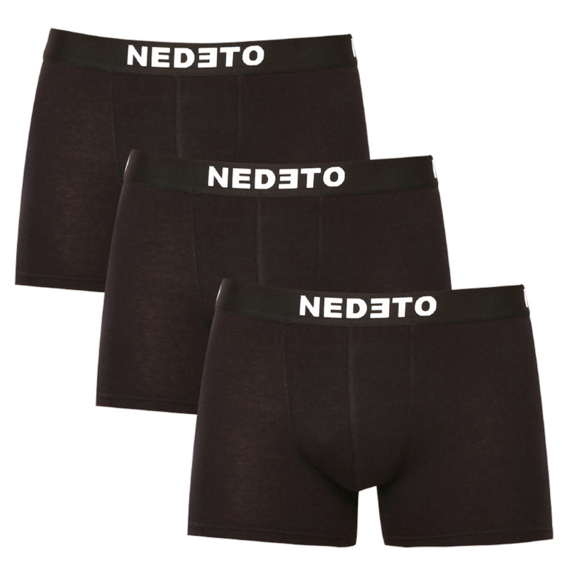 3PACK pánské boxerky Nedeto černé (3NDTB001-brand) 5XL, trenky / trenýrky