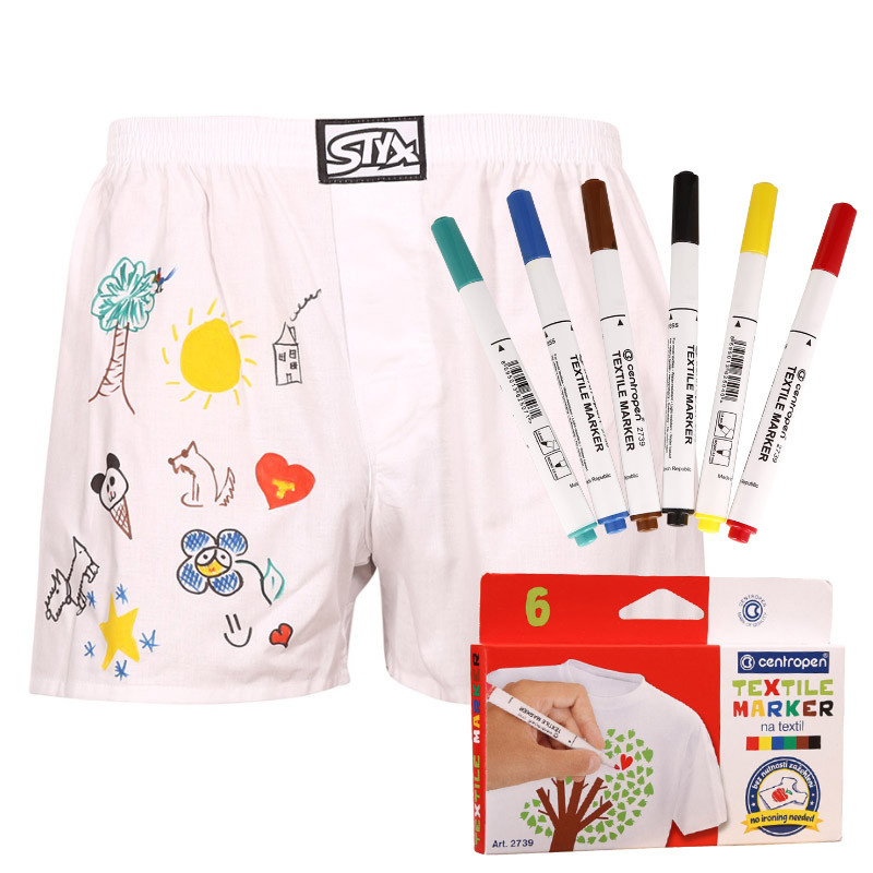 Pánské trenky Styx klasická guma bílé + fixy na textil (AF1061)  M, trenýrky