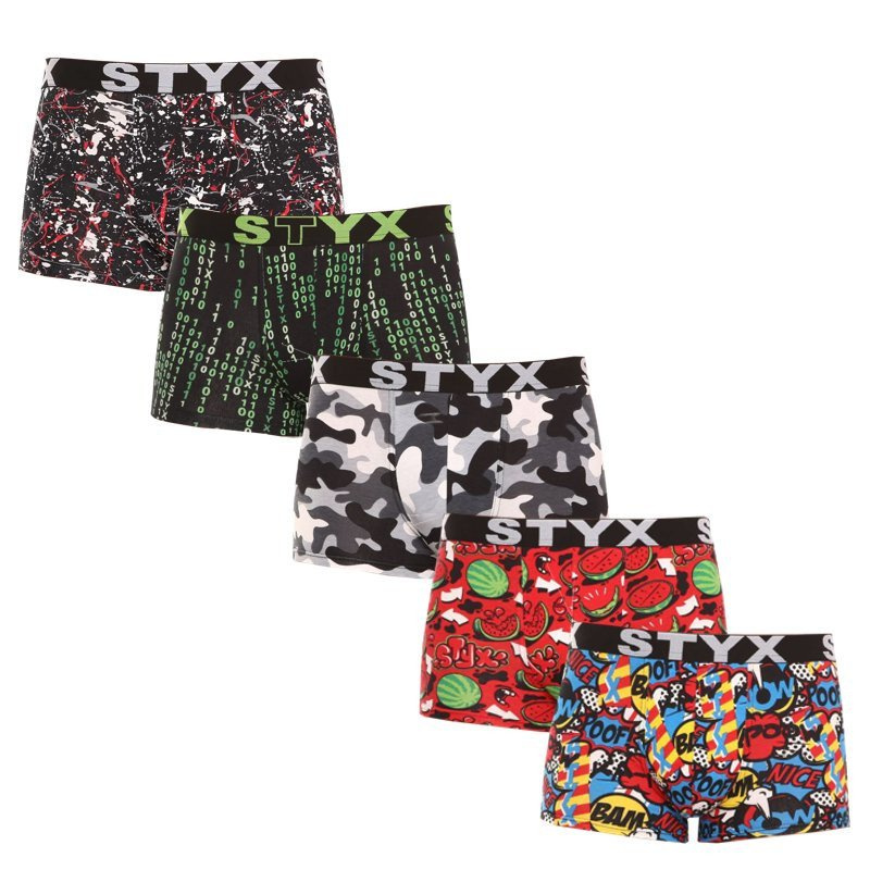5PACK pánské boxerky Styx art sportovní guma vícebarevné (G85052535759) M, trenky / trenýrky