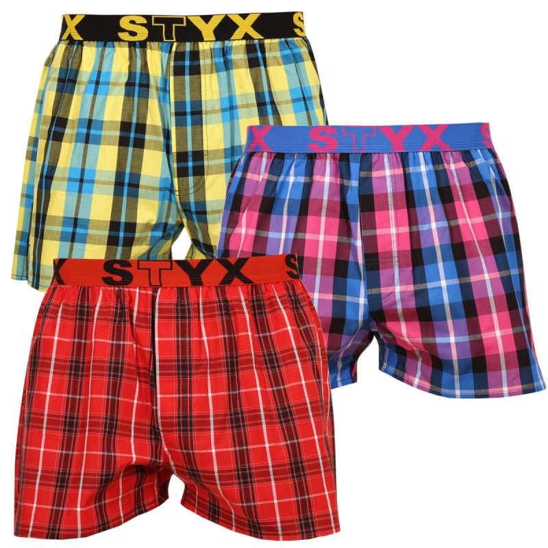3PACK pánské trenky Styx sportovní guma vícebarevné (B9313233) M, trenýrky