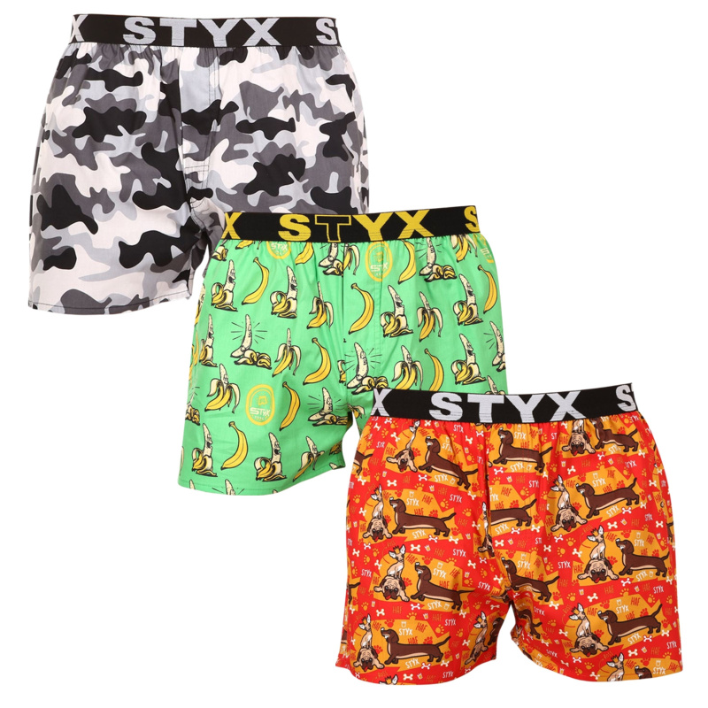 3PACK pánské trenky Styx art sportovní guma vícebarevné (3B13497) M, trenýrky