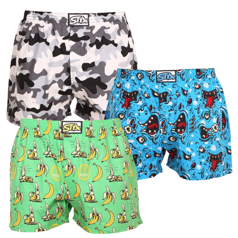 3PACK pánské trenky Styx art klasická guma vícebarevné (3A13917) M, trenýrky