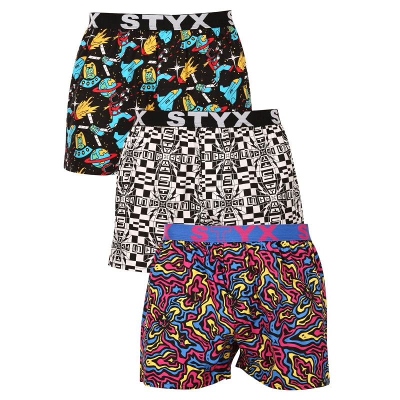 3PACK pánské trenky Styx art sportovní guma vícebarevné (3B14051) M, trenýrky