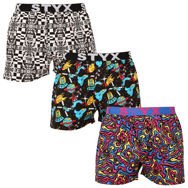 3PACK pánské trenky Styx art sportovní guma vícebarevné (3B14051) L, trenýrky