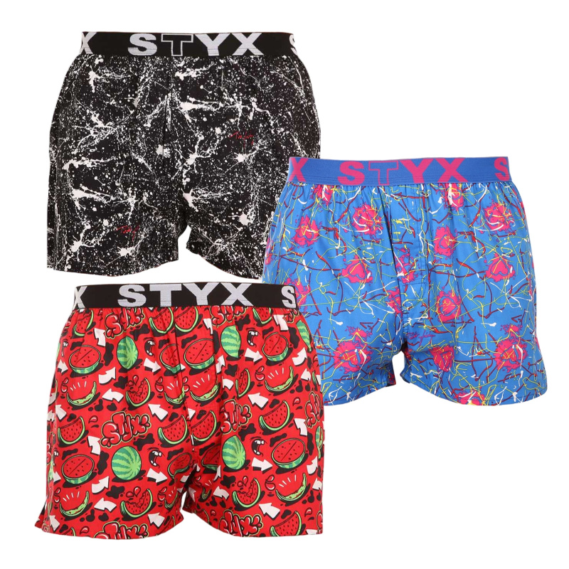 3PACK pánské trenky Styx art sportovní guma vícebarevné (3B13489) M, trenýrky