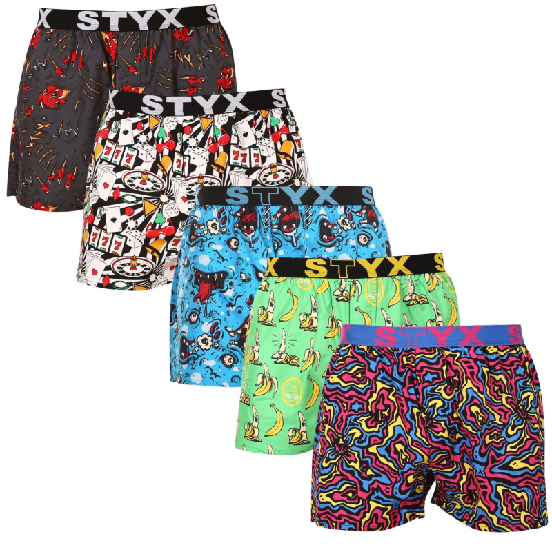5PACK pánské trenky Styx art sportovní guma vícebarevné (5B1391023) M, trenýrky