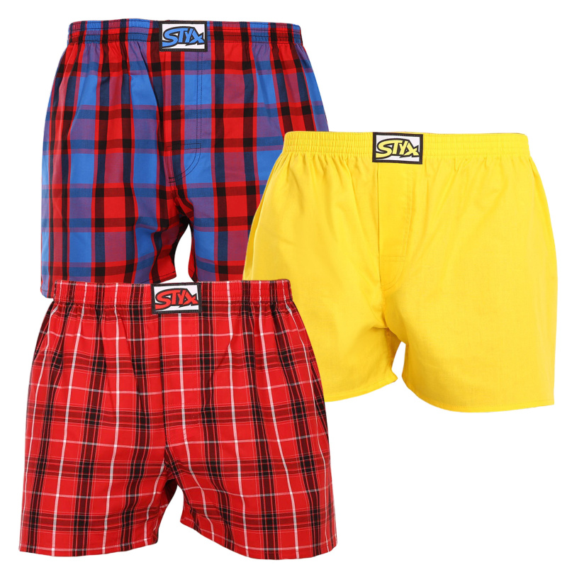 3PACK pánské trenky Styx klasická guma vícebarevné (3A93178) S, trenýrky