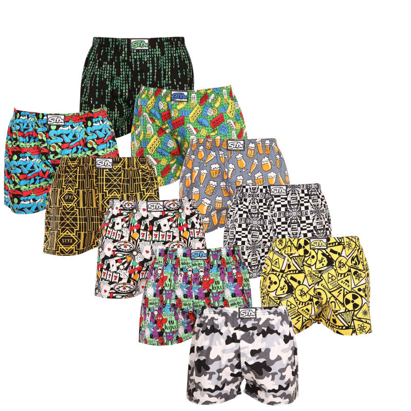 10PACK pánské trenky Styx art klasická guma vícebarevné (10A112570275735) S, trenýrky