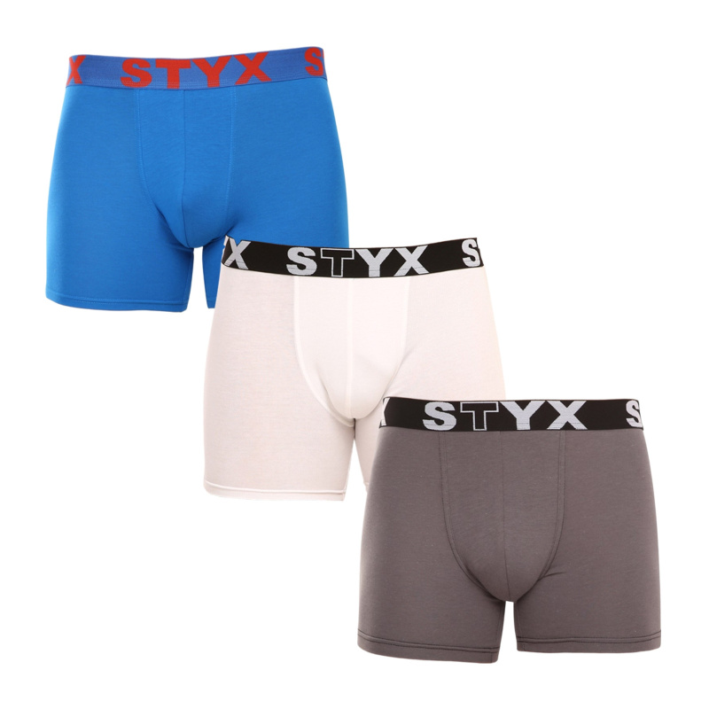 3PACK pánské boxerky Styx long sportovní guma vícebarevné (3U10137) XL, trenky / trenýrky