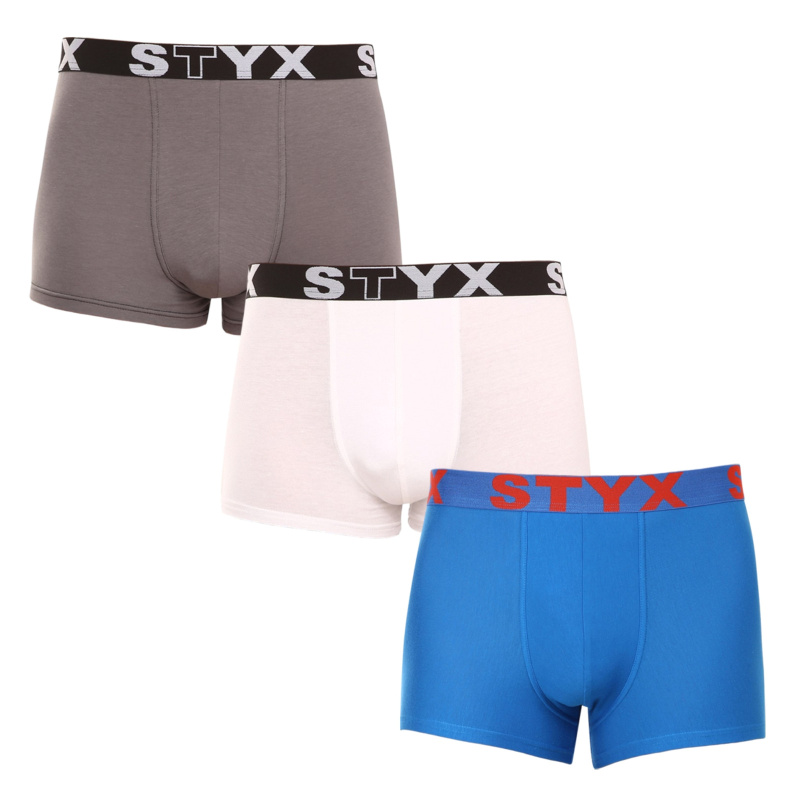 3PACK pánské boxerky Styx sportovní guma vícebarevné (3G10137) XXL, trenky / trenýrky