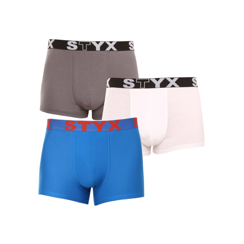 3PACK pánské boxerky Styx sportovní guma vícebarevné (3G10137) L, trenky / trenýrky