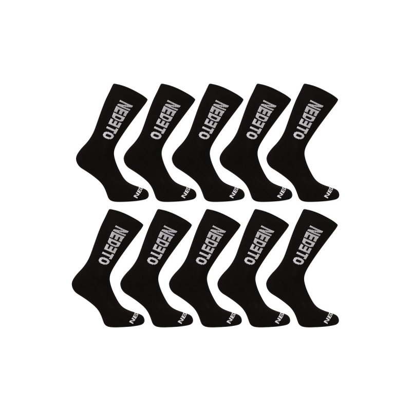10PACK ponožky Nedeto vysoké černé (10NDTP001-brand) L
