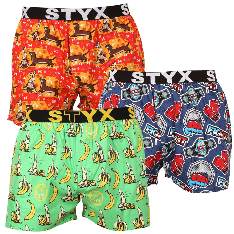 3PACK pánské trenky Styx art sportovní guma vícebarevné (3B13946) M, trenýrky