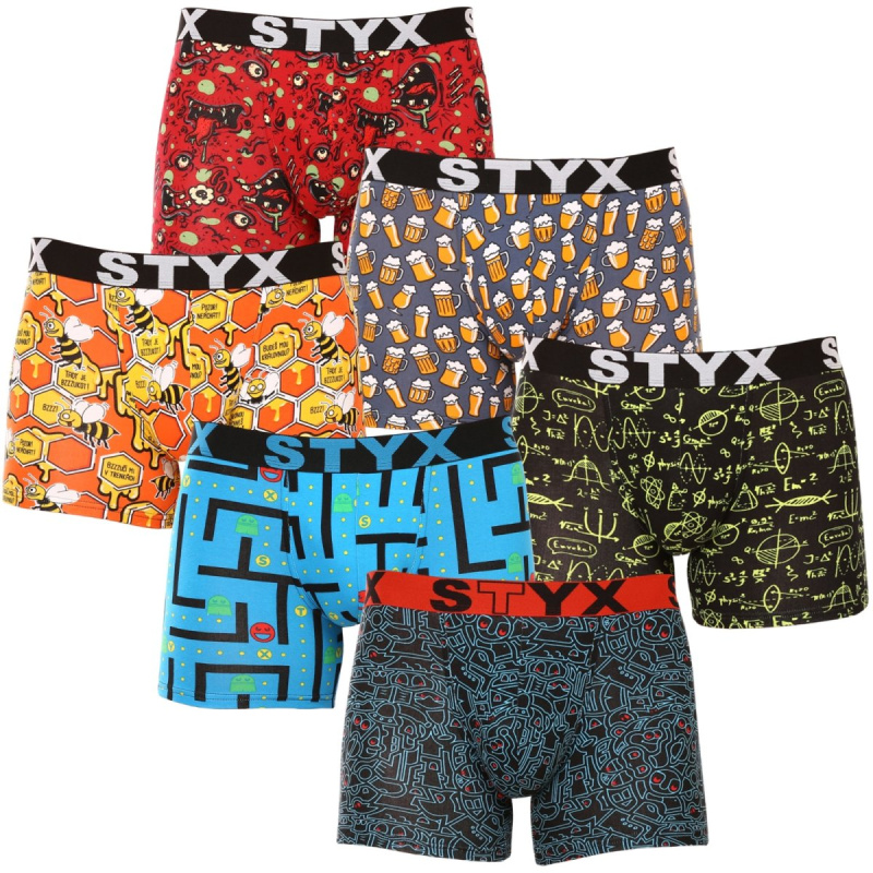 6PACK pánské boxerky Styx long art sportovní guma vícebarevné (6U12697124) S, trenky / trenýrky