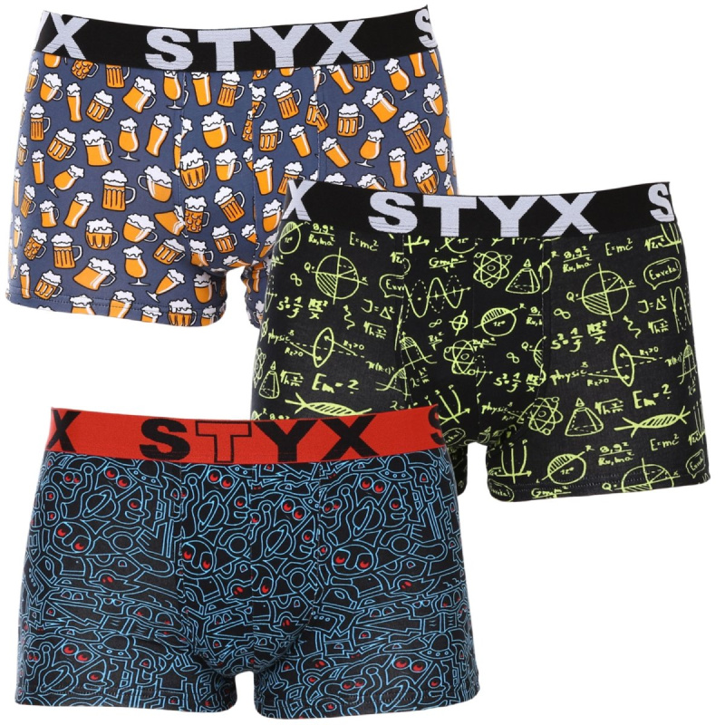 3PACK pánské boxerky Styx art sportovní guma vícebarevné (3G12672) M, trenky / trenýrky