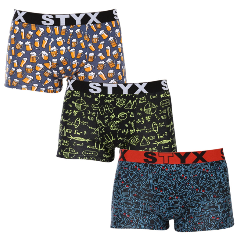 3PACK pánské boxerky Styx art sportovní guma vícebarevné (3G12672) M, trenky / trenýrky