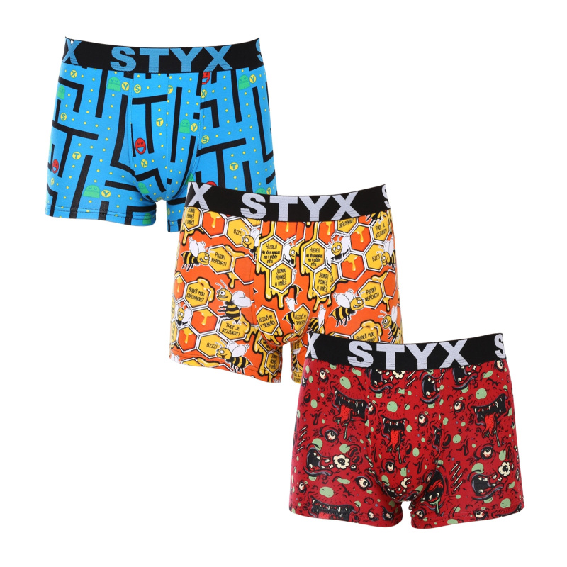 3PACK pánské boxerky Styx art sportovní guma vícebarevné (3G12914) XXL, trenky / trenýrky