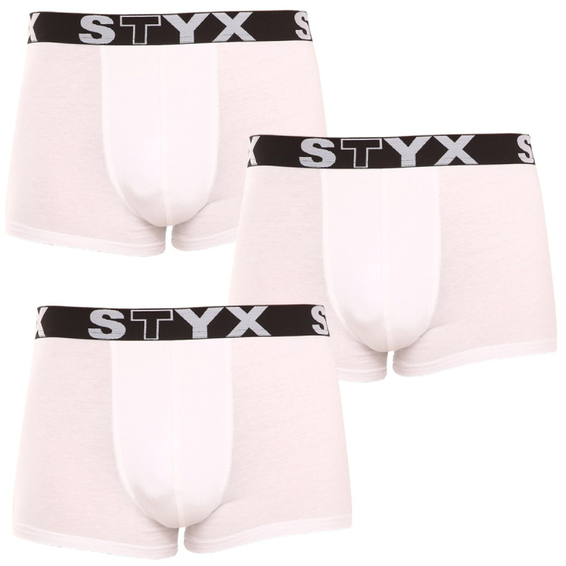 3PACK pánské boxerky Styx sportovní guma bílé (3G1061) M, trenky / trenýrky