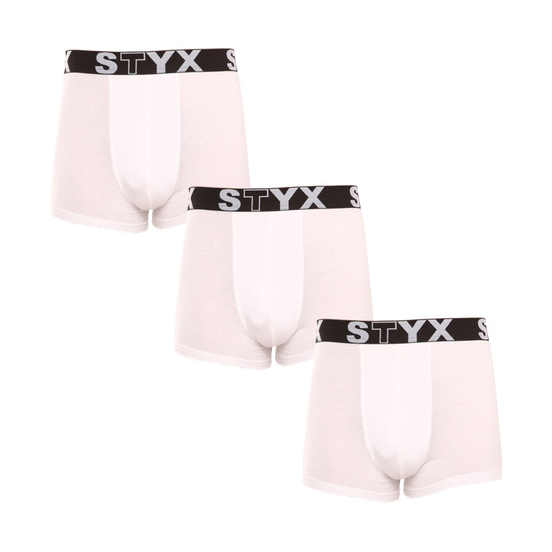 3PACK pánské boxerky Styx sportovní guma bílé (3G1061) XXL, trenky / trenýrky