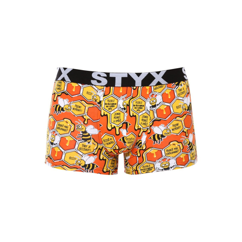 Pánské boxerky Styx art sportovní guma nadrozměr včelky (R1654) 5XL, trenky / trenýrky