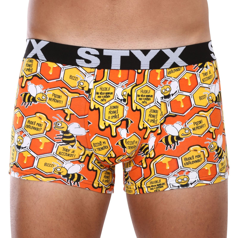 Pánské boxerky Styx art sportovní guma nadrozměr včelky (R1654) 5XL, trenky / trenýrky