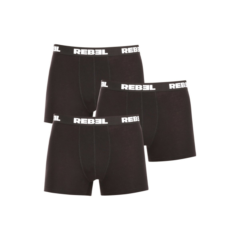 3PACK pánské boxerky Nedeto Rebel černé (3NBR001) XXL, trenky / trenýrky