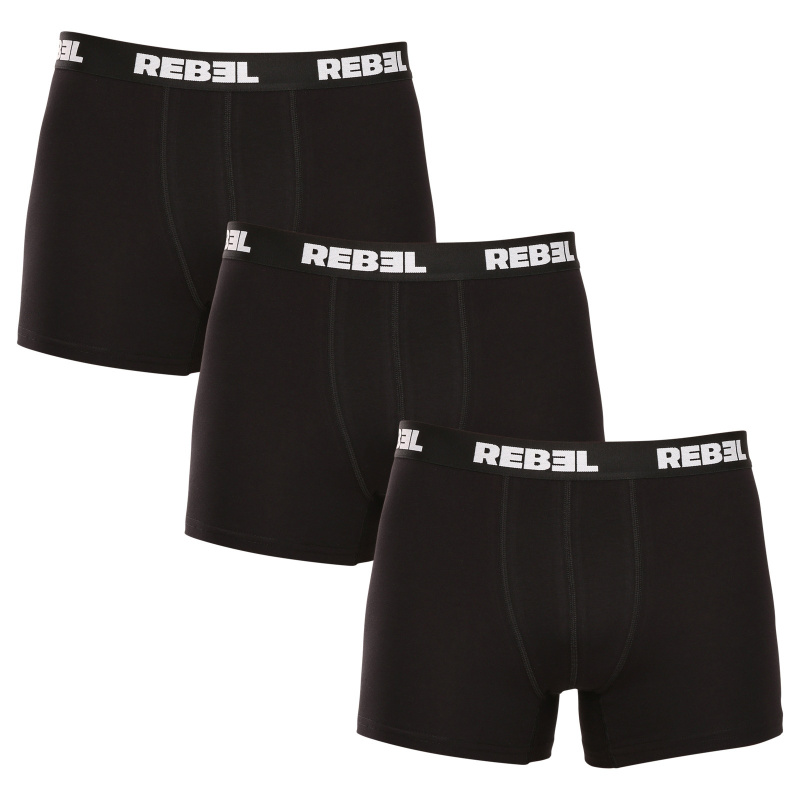 3PACK pánské boxerky Nedeto Rebel černé (3NBR001) S, trenky / trenýrky
