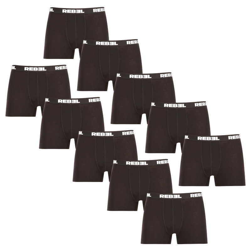 10PACK pánské boxerky Nedeto Rebel černé (10NBR001) S, trenky / trenýrky