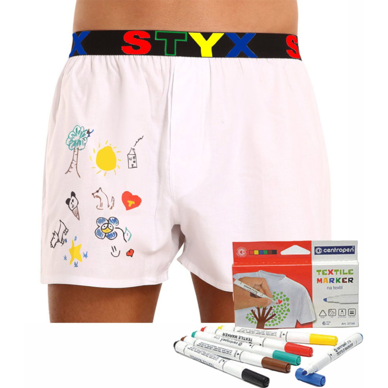 Pánské trenky Styx sportovní guma bílé + fixy na textil (BF1061) XXL, trenýrky