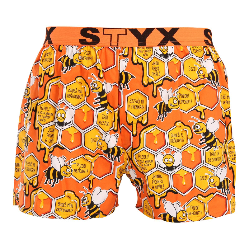 Pánské trenky Styx art sportovní guma včelky (B1654) L, trenýrky