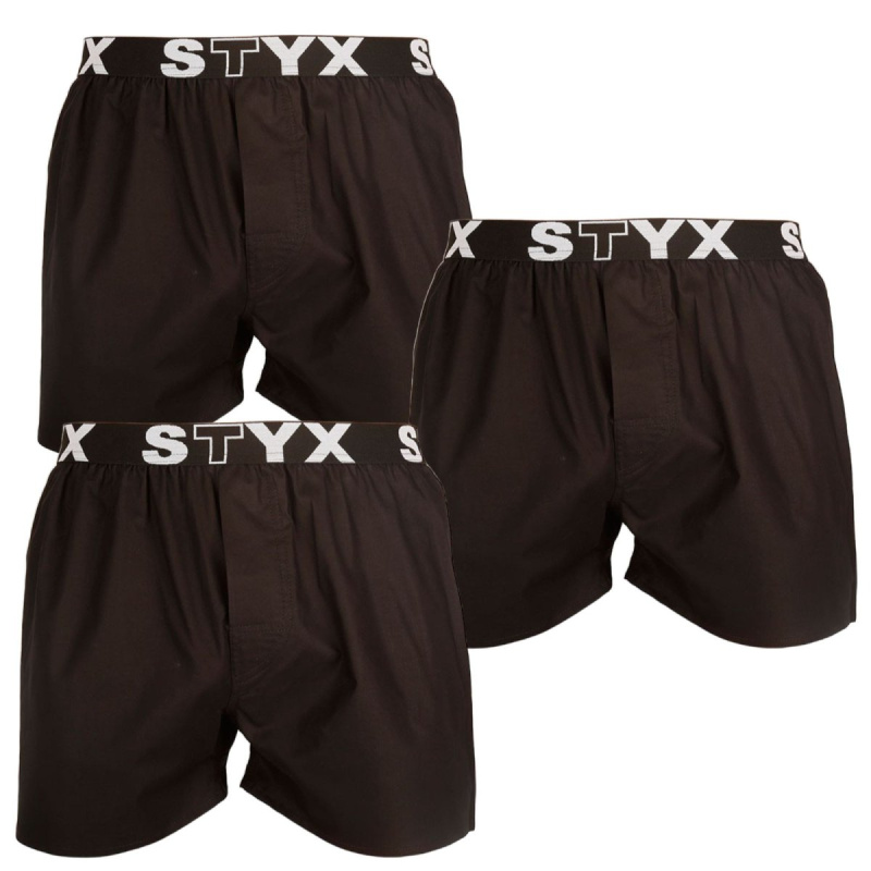 3PACK pánské trenky Styx sportovní guma černé (3B960) S, trenýrky
