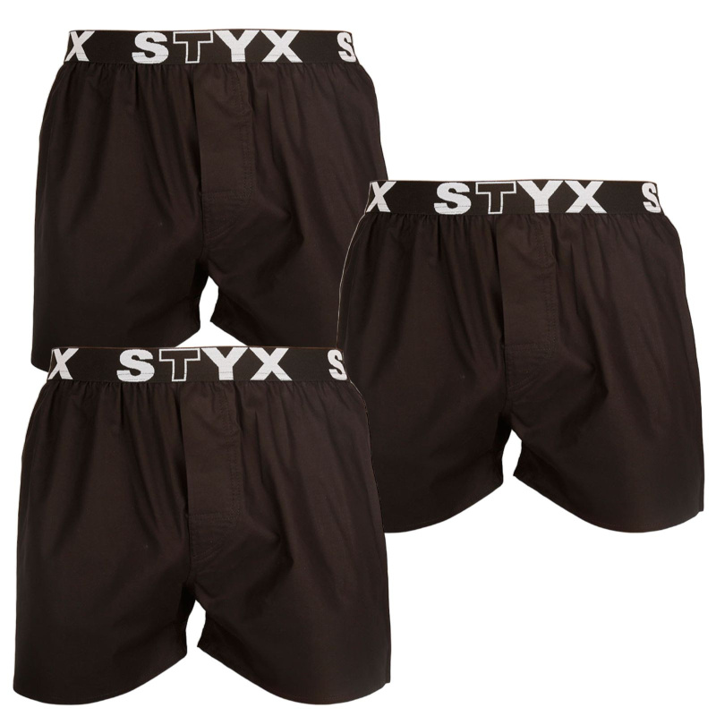 3PACK pánské trenky Styx sportovní guma černé (3B960) XL, trenýrky