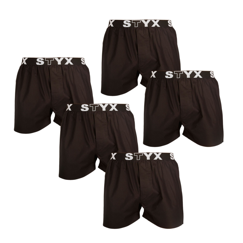 5PACK pánské trenky Styx sportovní guma černé (5B960) M, trenýrky