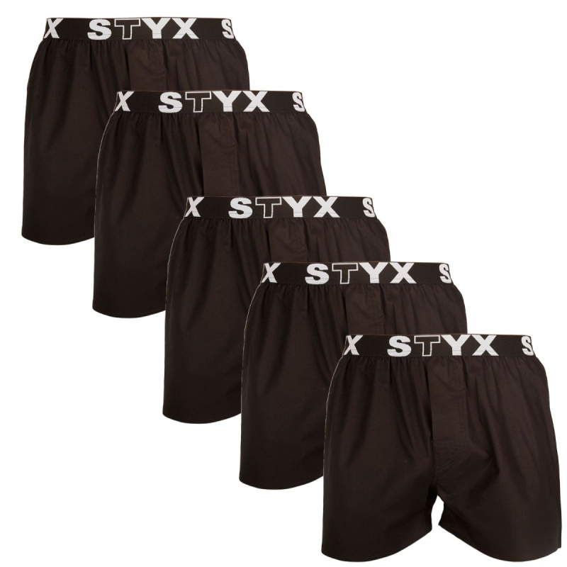 5PACK pánské trenky Styx sportovní guma černé (5B960) L, trenýrky