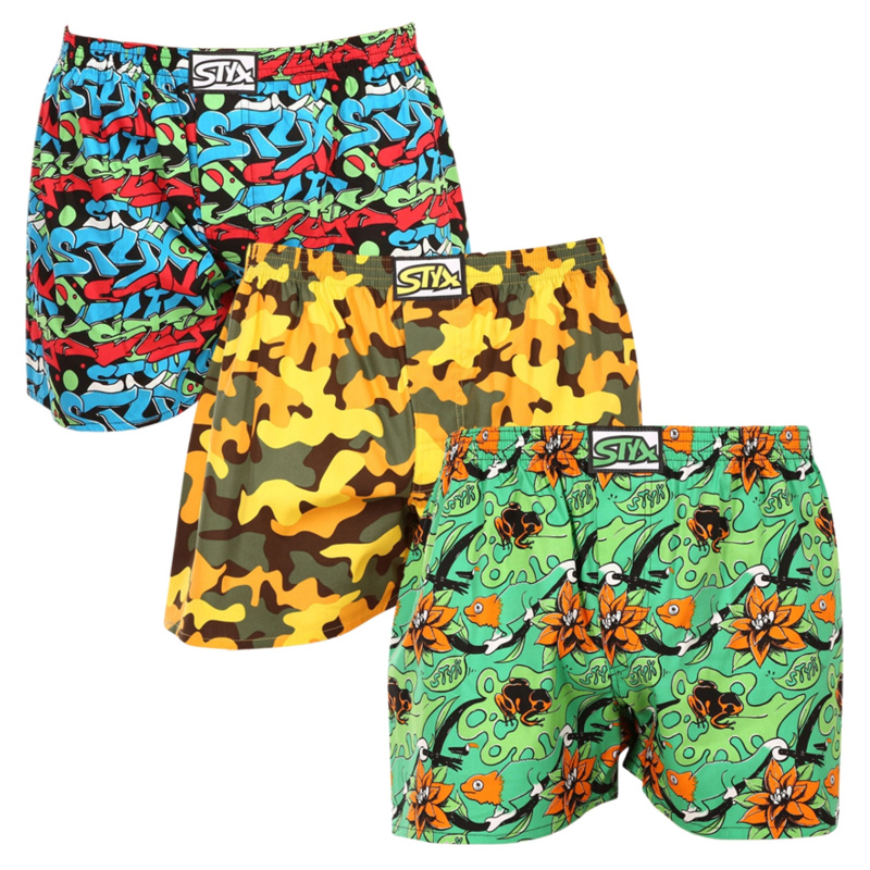 3PACK pánské trenky Styx art klasická guma vícebarevné (3A12579) XXL, trenýrky