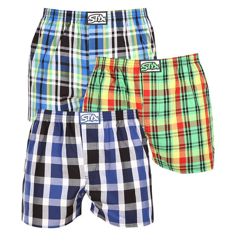 3PACK pánské trenky Styx klasická guma vícebarevné (3A11789) XL, trenýrky