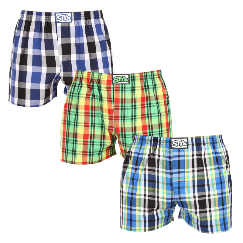 3PACK pánské trenky Styx klasická guma vícebarevné (3A11789) XL, trenýrky