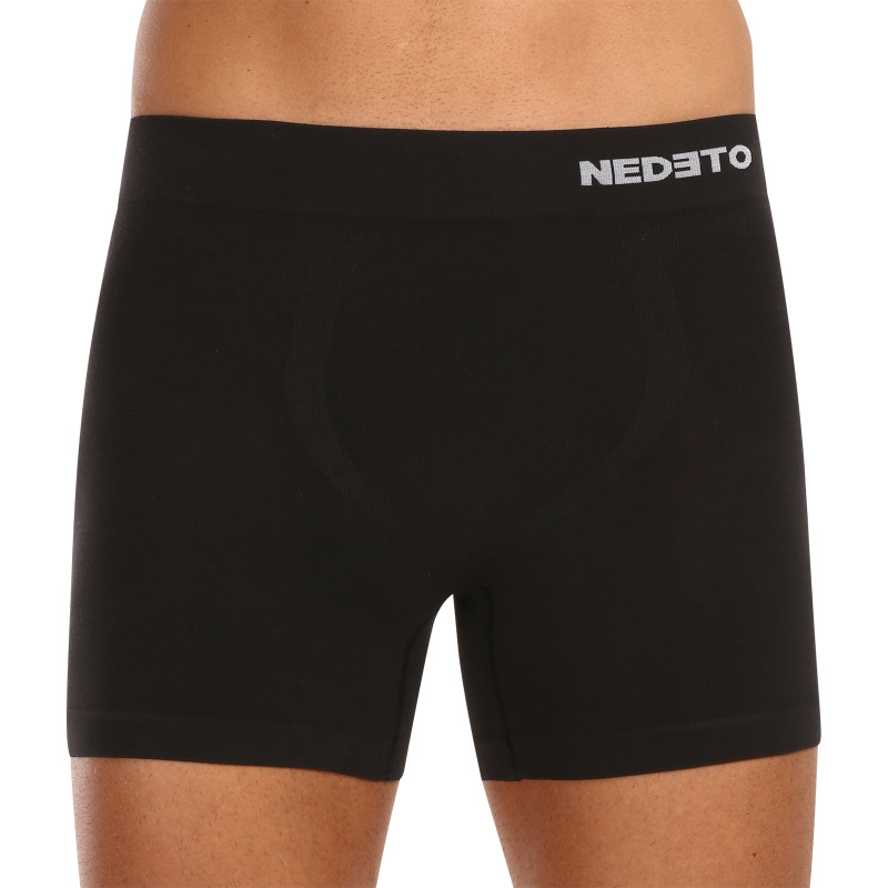 Pánské boxerky Nedeto bezešvé bambusové černé (NDTB001S) XL, trenky / trenýrky