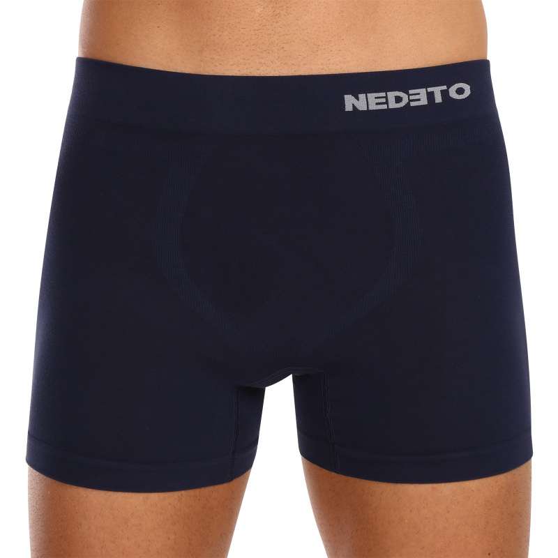 Pánské boxerky Nedeto bezešvé bambusové modré (NDTB002S) XXL, trenky / trenýrky
