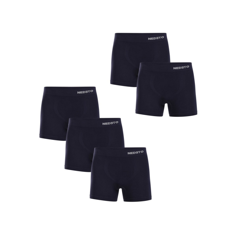 5PACK pánské boxerky Nedeto bezešvé bambusové modré (5NDTB002S) XXL, trenky / trenýrky