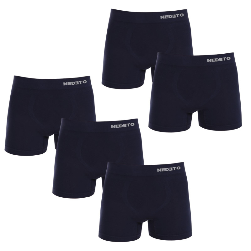 5PACK pánské boxerky Nedeto bezešvé bambusové modré (5NDTB002S) XXL, trenky / trenýrky