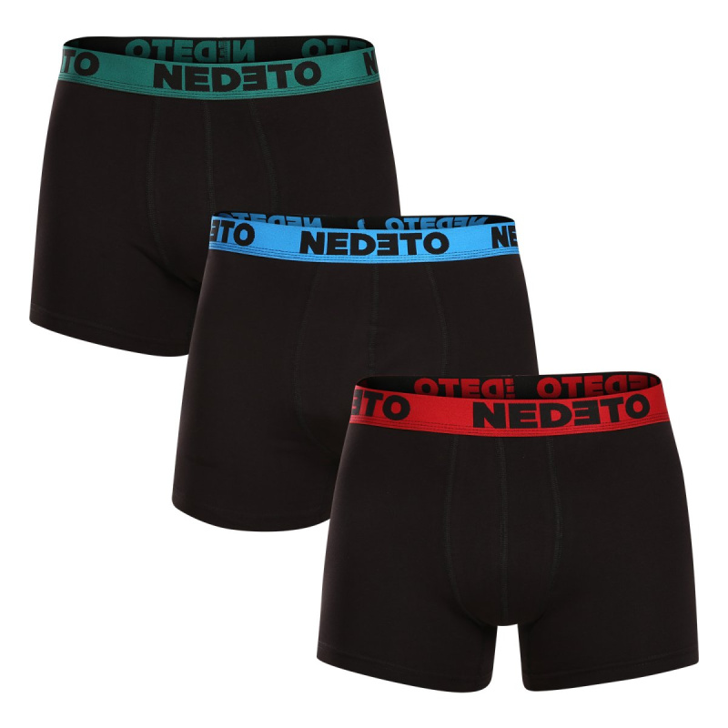 3PACK pánské boxerky Nedeto černé (3NB002) L, trenky / trenýrky
